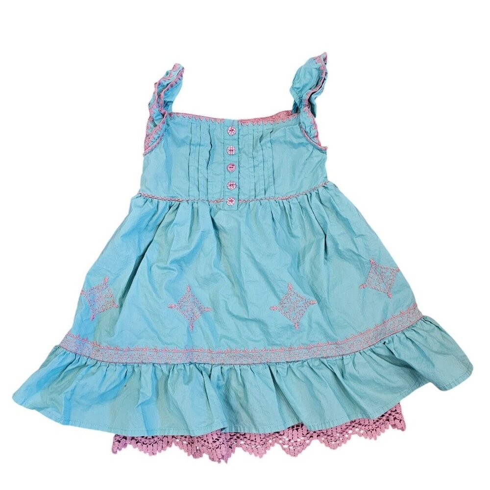 Matilda Jane 2t Needle And Thread Girls Dress Blue Embroidered Sleeveless